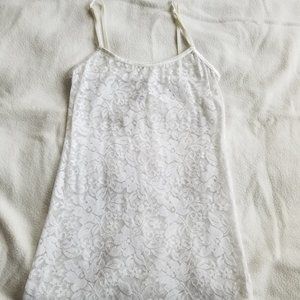 Ambiance Apparel Sheer White Lace Cami S